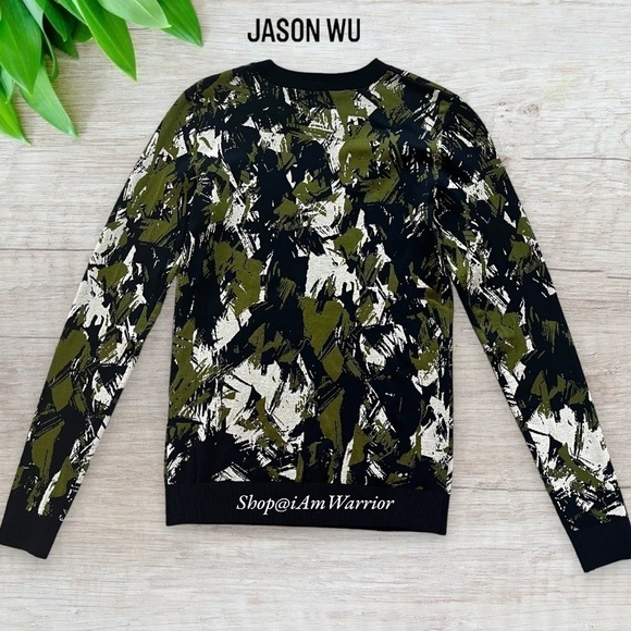 Jason Wu abstract crewneck pullover in navy, basil & chalk *shop@iamwarrior - Picture 10 of 15